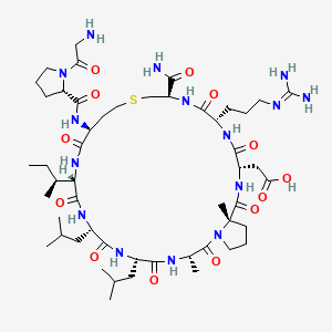 molecular formula C51H87N15O13S B1254854 2-[(3S,6S,9S,12S,15S,20R,23S,26S,29S)-15-[[(2S)-1-(2-aminoacetyl)pyrrolidine-2-carbonyl]amino]-12-[(2S)-butan-2-yl]-20-carbamoyl-23-[3-(diaminomethylideneamino)propyl]-3,29-dimethyl-6,9-bis(2-methylpropyl)-2,5,8,11,14,22,25,28-octaoxo-18-thia-1,4,7,10,13,21,24,27-octazabicyclo[27.3.0]dotriacontan-26-yl]acetic acid 