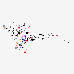 molecular formula C58H73N7O17 B1254922 N-[6-[1,2-二羟基-2-(4-羟基苯基)乙基]-11,20,21,25-四羟基-3,15-双(1-羟基乙基)-26-甲基-2,5,8,14,17,23-六氧代-1,4,7,13,16,22-六氮杂三环[22.3.0.09,13]七二十七烷-18-基]-4-[4-(4-戊氧基苯基)苯基]苯甲酰胺 