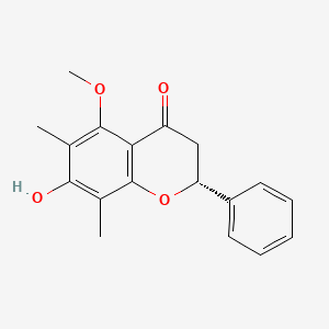 molecular formula C18H18O4 B1254923 4H-1-Benzopyran-4-one, 2,3-dihydro-7-hydroxy-5-methoxy-6,8-dimethyl-2-phenyl-, (R)- CAS No. 83247-72-7