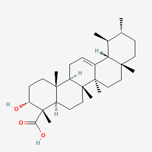 molecular formula C30H48O3 B1255014 (3R,4S,4aR,6aR,6bS,8aR,11R,12S,12aR,14aR,14bR)-3-hydroxy-4,6a,6b,8a,11,12,14b-heptamethyl-2,3,4a,5,6,7,8,9,10,11,12,12a,14,14a-tetradecahydro-1H-picene-4-carboxylic acid 