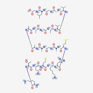 molecular formula C80H138N26O24S2 B125502 2-[[(2S)-2-[[2-[[2-[[(2S)-2-[[(2S)-2-[[(2S)-2-[[(2S)-2-[[(2S)-2-[[(2S)-2-[[(2S)-2-[[(2S)-2-[[2-[[(2S)-2-[[(2S)-2-[[(2S)-2-[[(2S)-6-氨基-2-[[(2S)-2-[[(2S)-4-氨基-2-[[(2S,3R)-2-[[(2S)-2,6-二氨基己酰基]氨基]-3-羟基丁酰基]氨基]-4-氧代丁酰基]氨基]-4-甲硫基丁酰基]氨基]己酰基]氨基]-3-(1H-咪唑-5-基)丙酰基]氨基]-4-甲硫基丁酰基]氨基]丙酰基]氨基]丙酰基]氨基]丙酰基]氨基]丙酰基]氨基]丙酰基]氨基]丙酰基]氨基]丙酰基]氨基]-3-甲基丁酰基]氨基]-3-甲基丁酰基]氨基]乙酰基]氨基]乙酰基]氨基]-4-甲基戊酰基]氨基]乙酸 CAS No. 148439-49-0