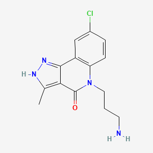 molecular formula C14H15ClN4O B12550308 4H-Pyrazolo[4,3-c]quinolin-4-one, 5-(3-aminopropyl)-8-chloro-2,5-dihydro-3-methyl- 