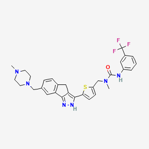 molecular formula C30H31F3N6OS B12550318 N-[[5-[1,4-dihydro-7-[(4-methyl-1-piperazinyl)methyl]indeno[1,2-c]pyrazol-3-yl]-2-thienyl]methyl]-N-methyl-N'-[3-(trifluoromethyl)phenyl]-Urea 