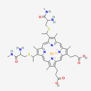 3-[8,13-Bis[1-[2-amino-3-(methylamino)-3-oxopropyl]sulfanylethyl]-18-(2-carboxyethyl)-3,7,12,17-tetramethylporphyrin-21,24-diid-2-yl]propanoic acid;iron(2+)