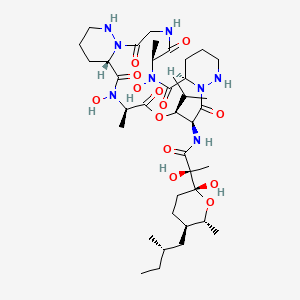 (2S)-N-[(6S,9R,16S,17S,20R,23S)-7,21-dihydroxy-6,20-dimethyl-2,5,8,15,19,22-hexaoxo-17-propan-2-yl-18-oxa-1,4,7,13,14,21,27-heptazatricyclo[21.4.0.09,14]heptacosan-16-yl]-2-hydroxy-2-[(2R,5R,6R)-2-hydroxy-6-methyl-5-[(2S)-2-methylbutyl]oxan-2-yl]propanamide