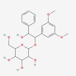 molecular formula C22H28O9 B1255055 2-[1-(3,5-Dimethoxyphenyl)-2-hydroxy-2-phenylethoxy]-6-(hydroxymethyl)oxane-3,4,5-triol 