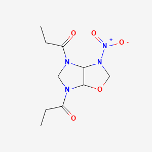 molecular formula C10H16N4O5 B12550573 1,1'-(3-Nitrodihydro-2H-imidazo[4,5-d][1,3]oxazole-4,6(3H,5H)-diyl)di(propan-1-one) CAS No. 144095-78-3