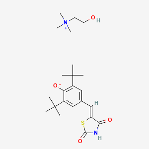 2,6-ditert-butyl-4-[(Z)-(2,4-dioxo-1,3-thiazolidin-5-ylidene)methyl]phenolate;2-hydroxyethyl(trimethyl)azanium