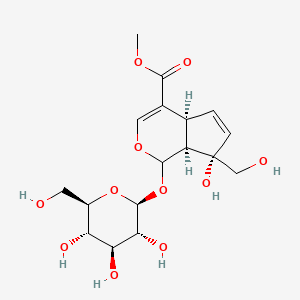 molecular formula C17H24O11 B1255068 methyl (4aS,7S,7aS)-7-hydroxy-7-(hydroxymethyl)-1-[(2S,3R,4S,5S,6R)-3,4,5-trihydroxy-6-(hydroxymethyl)oxan-2-yl]oxy-4a,7a-dihydro-1H-cyclopenta[c]pyran-4-carboxylate 