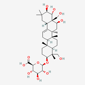molecular formula C36H58O12 B1255081 (2S,3S,4S,5R,6R)-6-[[(3S,4R,4Ar,6aR,6bS,8S,8aR,9R,10R,12aS,14aR,14bR)-8,9,10-trihydroxy-4,8a-bis(hydroxymethyl)-4,6a,6b,11,11,14b-hexamethyl-1,2,3,4a,5,6,7,8,9,10,12,12a,14,14a-tetradecahydropicen-3-yl]oxy]-3,4,5-trihydroxyoxane-2-carboxylic acid 