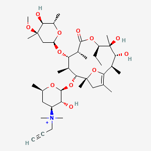 molecular formula C40H68NO12+ B1255096 [(2S,3R,4S,6R)-2-[[(2R,3R,4S,5R,8R,9S,10S,11R,12R)-5-ethyl-3,4-dihydroxy-9-[(2R,4R,5S,6S)-5-hydroxy-4-methoxy-4,6-dimethyloxan-2-yl]oxy-2,4,8,10,12,14-hexamethyl-7-oxo-6,15-dioxabicyclo[10.2.1]pentadec-1(14)-en-11-yl]oxy]-3-hydroxy-6-methyloxan-4-yl]-dimethyl-prop-2-ynylazanium 