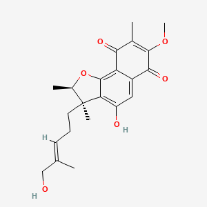 molecular formula C22H26O6 B1255115 (2R,3R)-4-hydroxy-3-[(E)-5-hydroxy-4-methylpent-3-enyl]-7-methoxy-2,3,8-trimethyl-2H-benzo[g][1]benzofuran-6,9-dione 