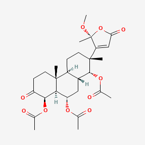 molecular formula C28H38O10 B1255142 [(1R,2R,4aS,4bR,8R,8aS,9S,10aR)-1,8-diacetyloxy-2-[(2R)-2-methoxy-2-methyl-5-oxofuran-3-yl]-2,4b-dimethyl-7-oxo-3,4,4a,5,6,8,8a,9,10,10a-decahydro-1H-phenanthren-9-yl] acetate 