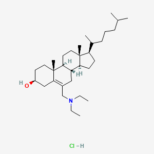 molecular formula C32H58ClNO B1255144 (3S,8S,9S,10R,13R,14S,17R)-6-(diethylaminomethyl)-10,13-dimethyl-17-(6-methylheptan-2-yl)-2,3,4,7,8,9,11,12,14,15,16,17-dodecahydro-1H-cyclopenta[a]phenanthren-3-ol;hydrochloride 