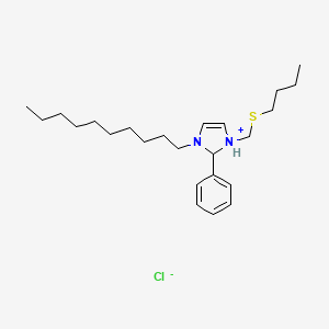 B12551681 1-[(Butylsulfanyl)methyl]-3-decyl-2-phenyl-2,3-dihydro-1H-imidazol-1-ium chloride CAS No. 144452-89-1