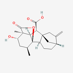 molecular formula C20H26O5 B1255208 (1S,2S,4S,4aR,4bR,7R,9aR,10S,10aR)-2-hydroxy-1,4-dimethyl-8-methylidene-13-oxododecahydro-4a,1-(epoxymethano)-7,9a-methanobenzo[a]azulene-10-carboxylic acid 