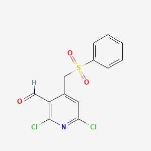 3-Pyridinecarboxaldehyde, 2,6-dichloro-4-[(phenylsulfonyl)methyl]-