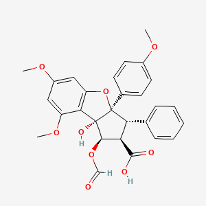 molecular formula C28H26O9 B1255271 1-O-Formylrocagloic acid 