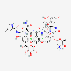 (1S,2R,18R,19R,22S,25R,28R,40S)-2-[(2R,4S,6S)-4-amino-4,6-dimethyl-5-oxooxan-2-yl]oxy-22-(2-amino-2-oxoethyl)-5,15-dichloro-18,32,35,37-tetrahydroxy-19-[[(2R)-4-methyl-2-(methylamino)pentanoyl]amino]-20,23,26,42,44-pentaoxo-48-[(2S,3R,4S,5S,6R)-3,4,5-trihydroxy-6-(hydroxymethyl)oxan-2-yl]oxy-7,13-dioxa-21,24,27,41,43-pentazaoctacyclo[26.14.2.23,6.214,17.18,12.129,33.010,25.034,39]pentaconta-3,5,8,10,12(48),14,16,29(45),30,32,34(39),35,37,46,49-pentadecaene-40-carboxylic acid