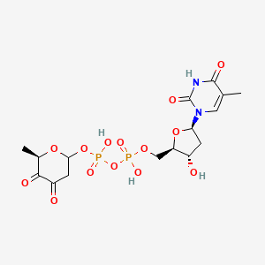 molecular formula C16H22N2O14P2 B1255301 dTDP-3,4-didehydro-2,6-dideoxy-D-glucose 