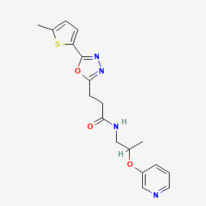 molecular formula C18H20N4O3S B1255308 3-[5-(5-methyl-2-thiophenyl)-1,3,4-oxadiazol-2-yl]-N-[2-(3-pyridinyloxy)propyl]propanamide 