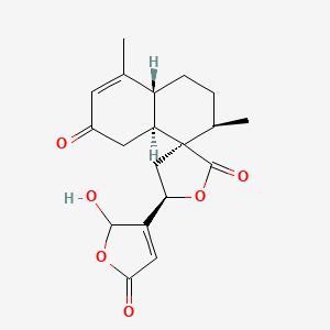 molecular formula C19H22O6 B1255315 (4aR,5'R,7R,8R,8aS)-5'-(2-羟基-5-氧代-2H-呋喃-3-基)-4,7-二甲基螺[1,4a,5,6,7,8a-六氢萘-8,3'-恶唑烷]-2,2'-二酮 