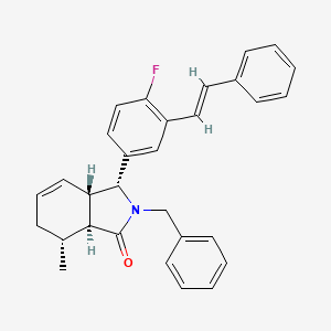 molecular formula C30H28FNO B1255317 (3R,3aS,7R,7aS)-2-benzyl-3-[4-fluoro-3-[(E)-2-phenylethenyl]phenyl]-7-methyl-3a,6,7,7a-tetrahydro-3H-isoindol-1-one 