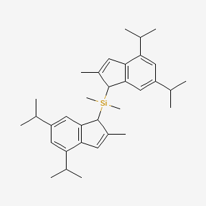 molecular formula C34H48Si B12553216 Dimethylbis[2-methyl-4,6-di(propan-2-yl)-1H-inden-1-yl]silane CAS No. 150096-47-2