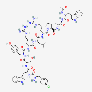 molecular formula C71H94ClN19O13 B1255329 LHRH, N-ac-Trp(1)-(4-Cl-phe)(2)-trp(3)-arg(6)-ala(10)- CAS No. 86044-76-0