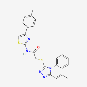 molecular formula C23H19N5OS2 B1255332 N-[4-(4-methylphenyl)-2-thiazolyl]-2-[(5-methyl-[1,2,4]triazolo[4,3-a]quinolin-1-yl)thio]acetamide 