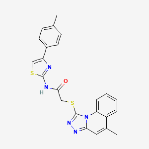 molecular formula C23H19N5OS2 B1255332 N-[4-(4-甲基苯基)-2-噻唑基]-2-[(5-甲基-[1,2,4]三唑并[4,3-a]喹啉-1-基)硫基]乙酰胺 