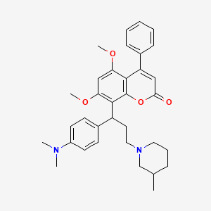 molecular formula C34H40N2O4 B1255334 8-[1-[4-(Dimethylamino)phenyl]-3-(3-methyl-1-piperidinyl)propyl]-5,7-dimethoxy-4-phenyl-1-benzopyran-2-one 