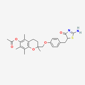 [2-[[4-[(2-Amino-4-oxo-1,3-thiazol-5-yl)methyl]phenoxy]methyl]-2,5,7,8-tetramethyl-3,4-dihydrochromen-6-yl] acetate