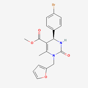 molecular formula C18H17BrN2O4 B1255337 (6R)-6-(4-bromophenyl)-3-(2-furanylmethyl)-4-methyl-2-oxo-1,6-dihydropyrimidine-5-carboxylic acid methyl ester 