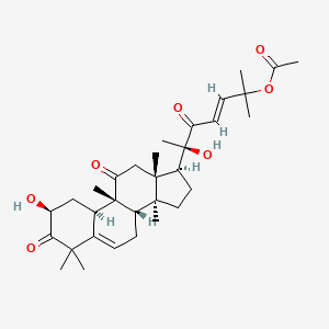 molecular formula C32H46O7 B1255340 [(E,6R)-6-hydroxy-6-[(2S,8S,9R,10R,13R,14S,17S)-2-hydroxy-4,4,9,13,14-pentamethyl-3,11-dioxo-2,7,8,10,12,15,16,17-octahydro-1H-cyclopenta[a]phenanthren-17-yl]-2-methyl-5-oxohept-3-en-2-yl] acetate 