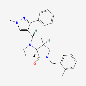 molecular formula C27H30N4O B1255344 (3aS,5S,9aS)-2-[(2-methylphenyl)methyl]-5-(1-methyl-3-phenyl-4-pyrazolyl)-3a,4,5,7,8,9-hexahydro-3H-pyrrolo[3,4-h]pyrrolizin-1-one 
