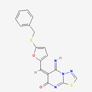 (6E)-6-{[5-(benzylthio)-2-furyl]methylene}-5-imino-5,6-dihydro-7H-[1,3,4]thiadiazolo[3,2-a]pyrimidin-7-one