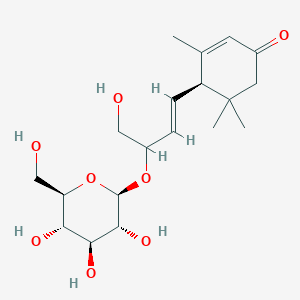 molecular formula C19H30O8 B1255355 NCGC00380268-01_C19H30O8_2-Cyclohexen-1-one, 4-[(1E)-3-(beta-D-glucopyranosyloxy)-4-hydroxy-1-buten-1-yl]-3,5,5-trimethyl-, (4R)- 