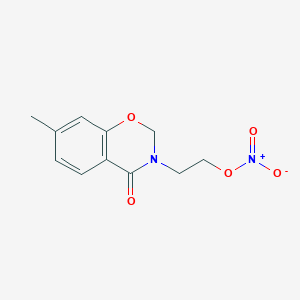 molecular formula C11H12N2O5 B12553733 4H-1,3-Benzoxazin-4-one, 2,3-dihydro-7-methyl-3-[2-(nitrooxy)ethyl]- CAS No. 143248-66-2