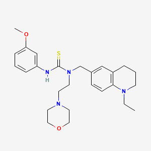 molecular formula C26H36N4O2S B1255377 1-[(1-ethyl-3,4-dihydro-2H-quinolin-6-yl)methyl]-3-(3-methoxyphenyl)-1-[2-(4-morpholinyl)ethyl]thiourea 
