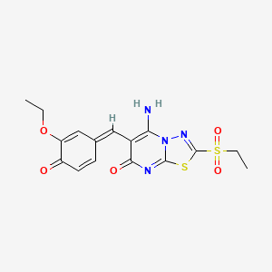 (6E)-6-(3-ethoxy-4-hydroxybenzylidene)-2-(ethylsulfonyl)-5-imino-5,6-dihydro-7H-[1,3,4]thiadiazolo[3,2-a]pyrimidin-7-one