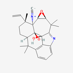 molecular formula C26H30N2O3 B1255396 (1R,4R,5R,6R,8S,18R,19S)-4-ethenyl-5-isocyano-4,9,9,20,20-pentamethyl-7-oxa-11-azahexacyclo[14.3.1.05,19.06,8.010,18.012,17]icosa-10,12,14,16-tetraene-18,19-diol 
