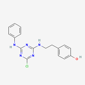 molecular formula C17H16ClN5O B12553994 Phenol, 4-[2-[[4-chloro-6-(phenylamino)-1,3,5-triazin-2-yl]amino]ethyl]- CAS No. 189249-70-5