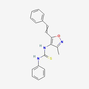 molecular formula C19H17N3OS B12554001 N-[3-Methyl-5-(2-phenylethenyl)-1,2-oxazol-4-yl]-N'-phenylthiourea CAS No. 144990-47-6