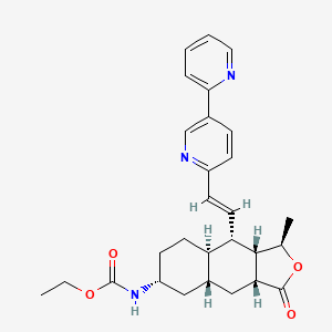 molecular formula C28H33N3O4 B1255407 Ethyl ((1R,3aR,4aR,6R,8aR,9S,9aS)-9-((E)-2-(2,3'-bipyridin-6'-yl)vinyl)-1-methyl-3-oxododecahydronaphtho(2,3-C)furan-6-yl}carbamate CAS No. 618385-42-5