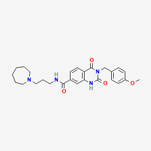 N-[3-(1-azepanyl)propyl]-3-[(4-methoxyphenyl)methyl]-2,4-dioxo-1H-quinazoline-7-carboxamide
