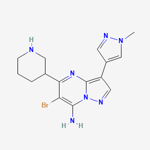 6-bromo-3-(1-methyl-1H-pyrazol-4-yl)-5-(piperidin-3-yl)pyrazolo[1,5-a]pyrimidin-7-amine