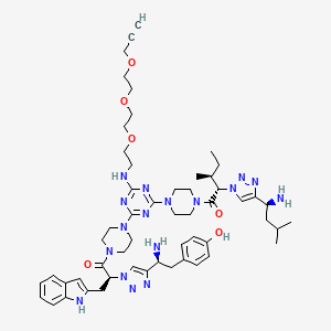 molecular formula C54H75N17O6 B1255460 (2S,3S)-1-[4-[4-[4-[(2S)-2-[4-[(1S)-1-氨基-2-(4-羟基苯基)乙基]三唑-1-基]-3-(1H-吲哚-2-基)丙酰基]哌嗪-1-基]-6-[2-[2-(2-丙-2-炔氧基乙氧基)乙氧基]乙胺基]-1,3,5-三嗪-2-基]哌嗪-1-基]-2-[4-[(1S)-1-氨基-3-甲基丁基]三唑-1-基]-3-甲基戊烷-1-酮 
