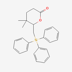 molecular formula C26H28O2Si B12554603 2H-Pyran-2-one, tetrahydro-5,5-dimethyl-6-[(triphenylsilyl)methyl]- CAS No. 185750-31-6