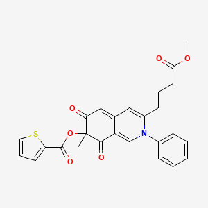 molecular formula C26H23NO6S B1255466 2-Thiophenecarboxylic acid [3-(4-methoxy-4-oxobutyl)-7-methyl-6,8-dioxo-2-phenyl-7-isoquinolinyl] ester 